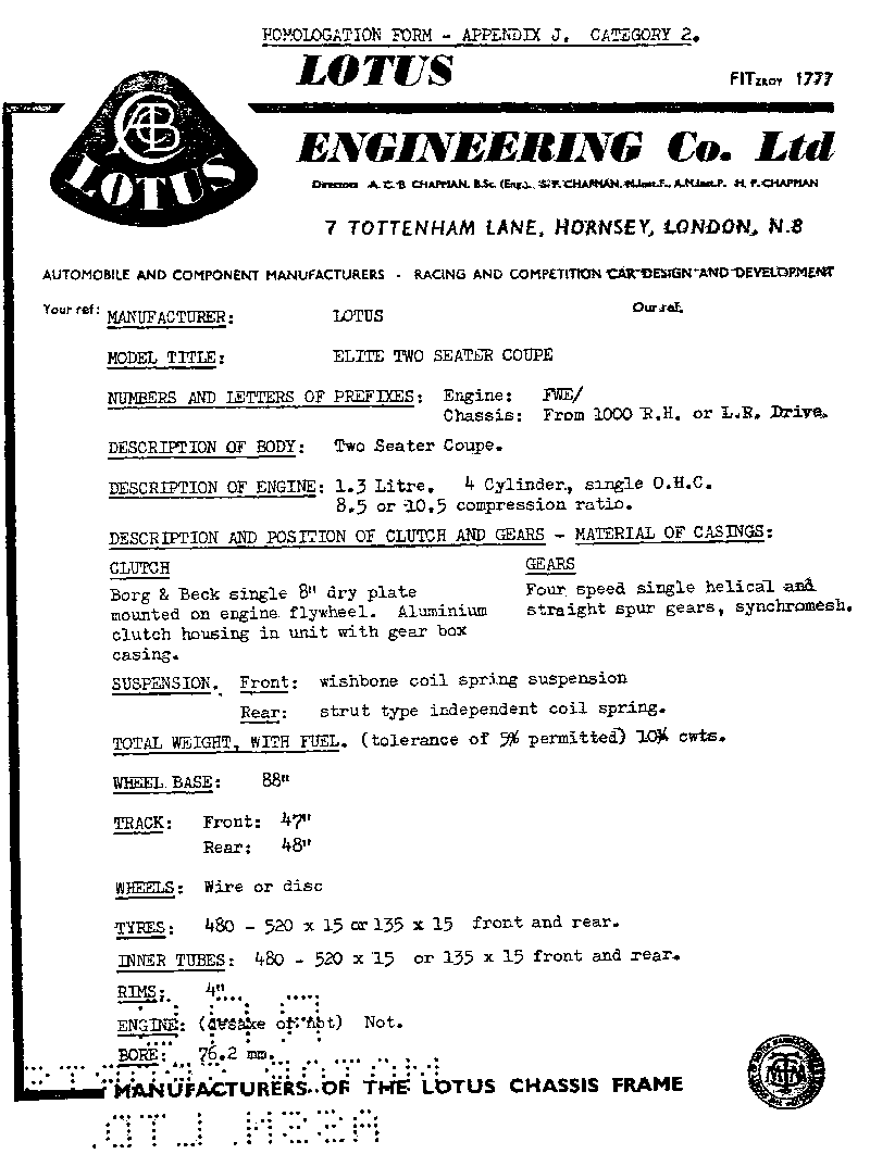 1959 Homologation Papers - Page 2